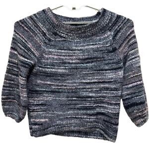 Express Sweater Women Size M Gray Pink Pullover Long Sleeve Preppy Wool Blend